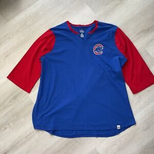 Chicago Cubs MLB Merch Majestic Raglan V Neck Tee 3XL